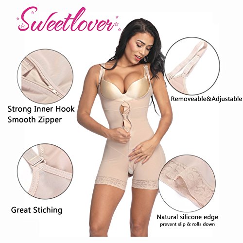 Sweetlover Faja Reductora Adelgazante Braga Mujer Body Reductor Underbust Corsé sin Costura Lencería Moldeadora Shapewear Abdomen XL-Beige