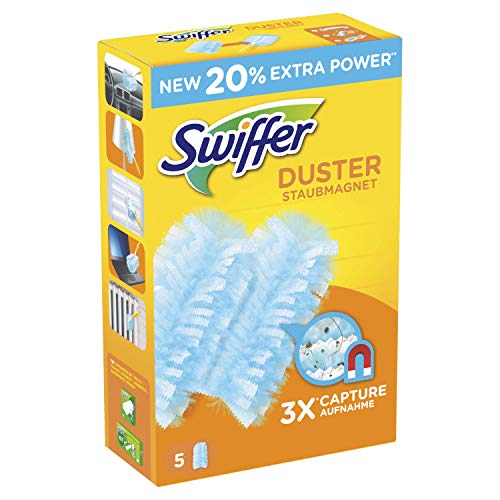 Swiffer Plumero Atrapapolvo 5 recambios, atrapa y retiene hasta 3 veces más el polvo y el pelo que un plumero de plumas convencional