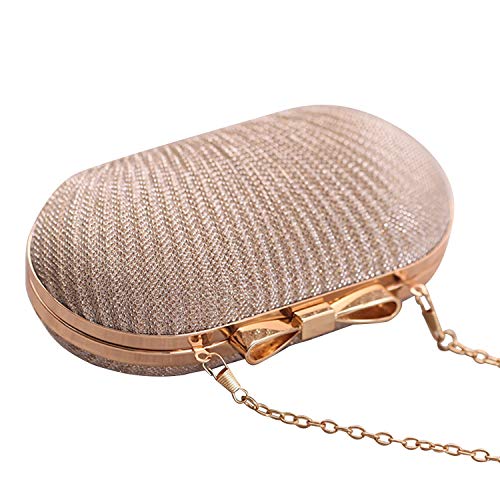 Syrads Bolso de Boda Dorado Clutch Mujer Fiesta Carteras de Mano Bolso de Noche Bandolera con Cadena para Ceremonia Novia Diamantes 722 (Champán)