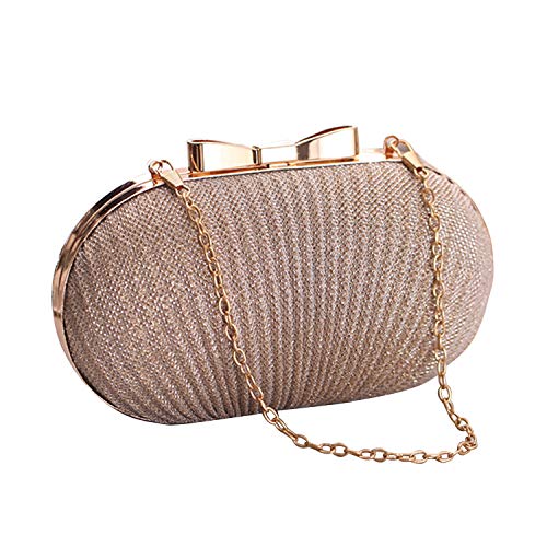 Syrads Bolso de Boda Dorado Clutch Mujer Fiesta Carteras de Mano Bolso de Noche Bandolera con Cadena para Ceremonia Novia Diamantes 722 (Champán)