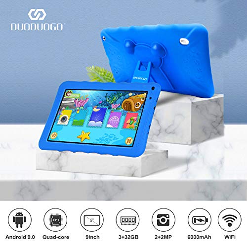 Tablet para Niños con WiFi 9.0 Pulgadas 3GB RAM 32GB/128GB ROM Android 9.0 Pie Certificado por Google GMS Tablet Infantil 1.5Ghz Quad Core Batería 6000mAh Tablet PC Netflix Juegos Educativos(Azul)