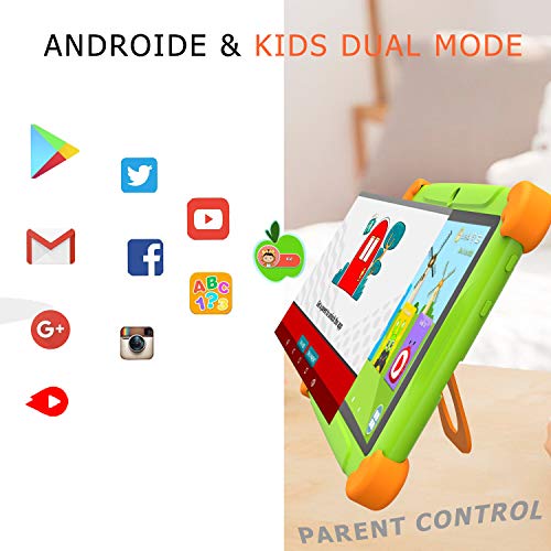 Tableta para Niños de 7 Pulgadas 3 a 12 años Android 9.0 con WiFi 3GB RAM 32GB ROM Quad Core Kid-Proof Ángulo Netflix GMS Certificado Google Play Juegos Educativos Preinstalado - Verde