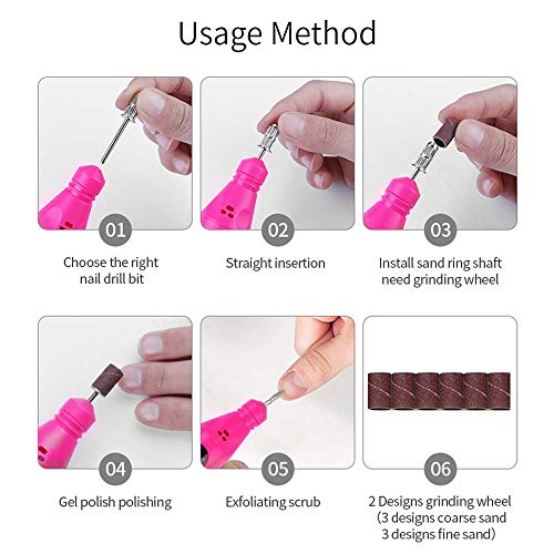 Taladro de uñas eléctrico, máquina de taladro de uñas, máquina de pulir de uñas, USB profesional portátil en forma de pluma dedo del pie del dedo del pie cuidado de uñas rápido manicura pedicura