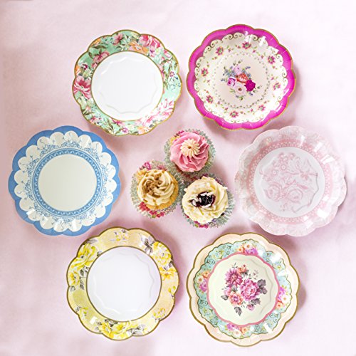 Talking Tables platos vendimia con detalle floral en 6 colores diferentes “Truly Scrumptious’ ‘TS6’ Cartón. Multicolor.