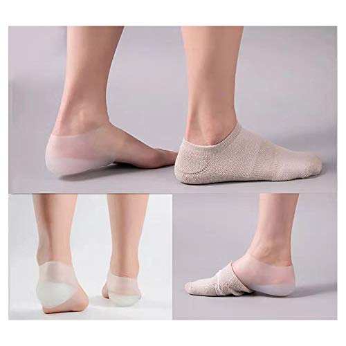 Talón de gel de silicona para fascitis plantar, almohadilla para talón, protector de talón, aumenta la plantilla con almohadillas para talón de 2 cm de altura para hombres y mujeres