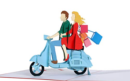 Tarjeta de regalo de compras para mujeres, regalo de compras, regalo para mamá, regalos o ideas de regalo para ella, esposa, mejor amiga, mamá, tarjeta desplegable 3D, Vespa Scooter, H18