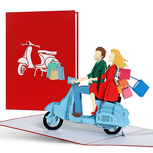 Tarjeta de regalo de compras para mujeres, regalo de compras, regalo para mamá, regalos o ideas de regalo para ella, esposa, mejor amiga, mamá, tarjeta desplegable 3D, Vespa Scooter, H18