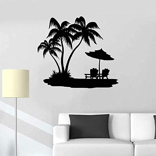 Tatuaje de pared Decoración Etiqueta de la pared Palm Beach Vacaciones Viajes Ocio Relajación Etiqueta de la ventana Ocean Style Mural 42X47Cm