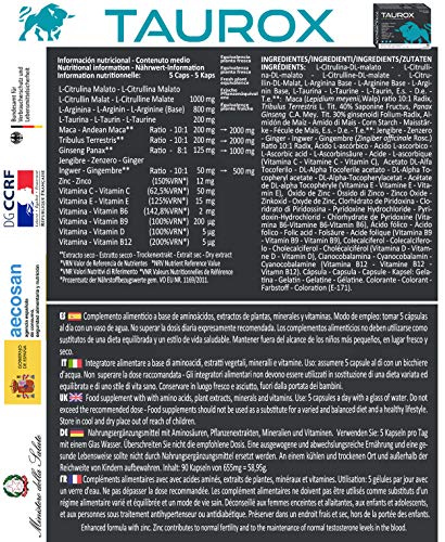 Taurox - Potencia de duración inmediata + PDF - Natural máxima duración, sin contratos - 90 cápsulas