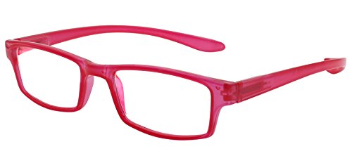 TBOC Gafas de Lectura Presbicia Vista Cansada – Graduadas +1.50 Dioptrías Montura de Pasta Roja Patillas Extra Largas para Colgar Cuello Hombre Mujer Unisex Lentes de Aumento para Leer Ver de Cerca