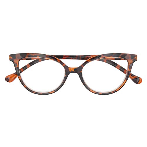 TBOC Gafas de Lectura Presbicia Vista Cansada - Graduadas +2.50 Dioptrías Montura de Pasta [Carey] de Diseño Moda para Mujer Lentes de Aumento para Leer Ver de Cerca con Bisagra Muelle