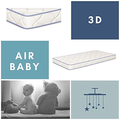 Tecnocolchón Colchón Cuna Antiasfixia Air Baby | Transpirable | 115 x 55 cm. y Altura 10 cm.