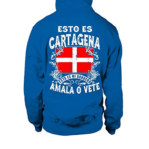 TEEZILY Sudadera con Capucha Unisex Esto ES Cartagena - Azul eléctrico - XXL