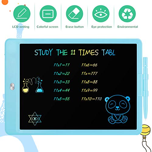 TEKFUN 10 Pulgadas Tablet para niños,Portatiles Buenos,Tableta de Escritura LCD de con Bloqueo de Pantalla borrable y función Reutilizable,Pizarra Luminosa niños,Juegos educativos niños(Azul)