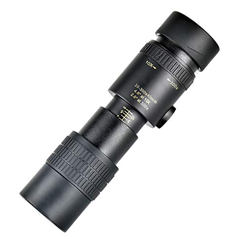 Telescopio monocular, telescopio monocular 4K 10-300X40 mm Super teleobjetivo zoom monocular, alta potencia HD ligero telescopio para observación de aves, caza, senderismo (sin trípode y clip).