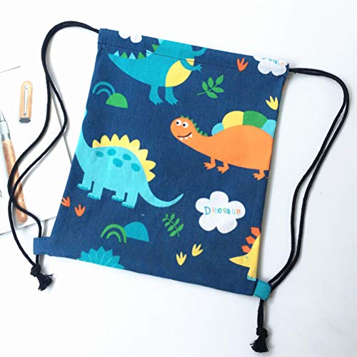 TENDYCOCO Bolso con cordón de Dibujos Animados de Dinosaurio Impreso Mochilas de Lona Sackpack para Home Travel Sport Gym