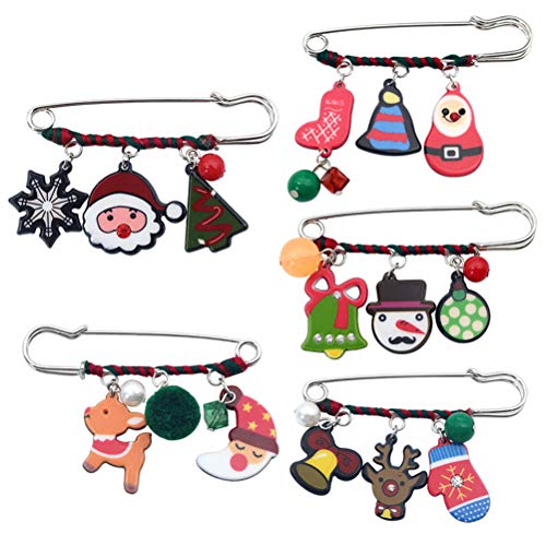 TENDYCOCO Broche de Navidad Broche Lindo Ropa broches Mujeres niñas niños Adultos 5 Piezas