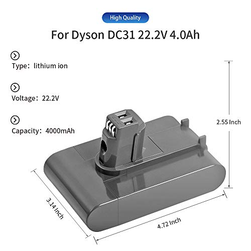 TenHutt 22,2V 4000mAh batería de Repuesto Tipo A para Dyson DC31 DC35 DC34 DC44 917083-01 Aspiradora de Mano inalámbrica (no Compatible con el Tipo B)