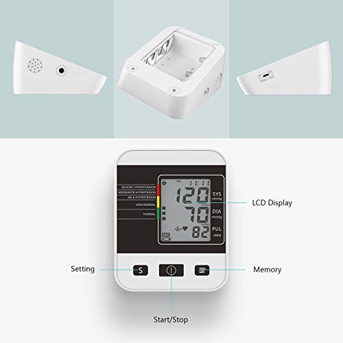Tensiómetro de Brazo Digital, Annsky Monitor Eléctrico de Presión Arterial Medición Automática de la Presión Arterial y pulso de frecuencia cardíaca detección,2 memorias de usuario