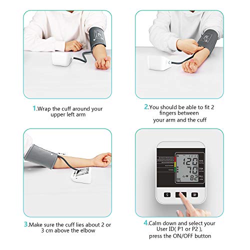 Tensiómetro de Brazo Digital, Annsky Monitor Eléctrico de Presión Arterial Medición Automática de la Presión Arterial y pulso de frecuencia cardíaca detección,2 memorias de usuario