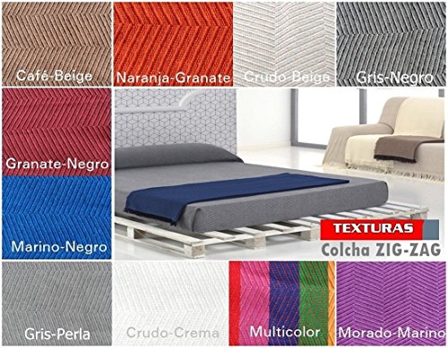 Texturas VIP - Colcha Multiusos ZIG-Zag Sofá y Cama Low Cost (Varios tamaños Disponibles) (125_x_180_cm, Granate-Negro)