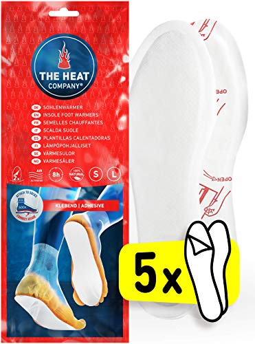 THE HEAT COMPANY Plantillas Calentadoras Adhesivas - 5 pares - EXTRA CÁLIDO - Calentadores Pies - 8 horas de pies calientes - calor instantáneo - activado por aire - puro natural - Tamaño SMALL: 36-40