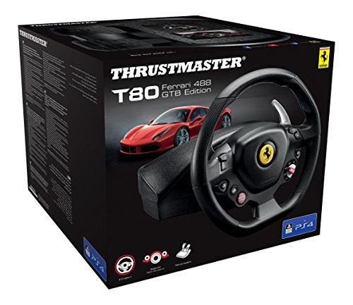 Thrustmaster - T80 RW FERRARI 488 GTB - Volante para PS4 / PC - Licencia oficial Ferrari - incluye pedales