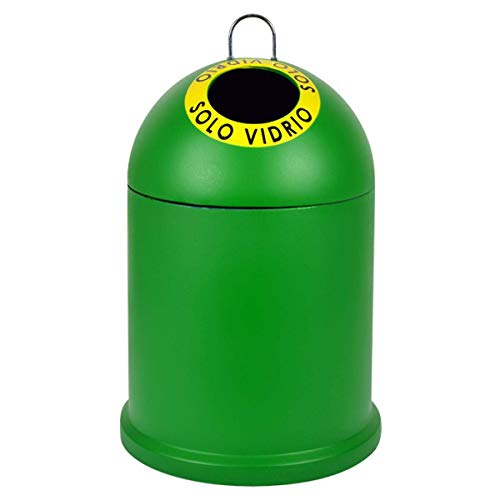 TIENDA EURASIA Contenedor - Cubo de Basura para Reciclaje de Vidrio, 46 x 28 x 28 cm, Verde Liso