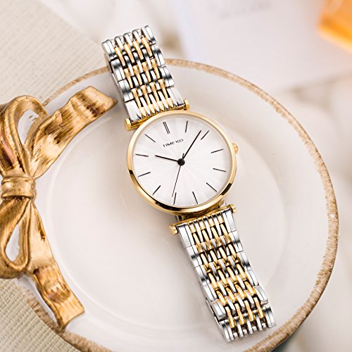 Time100 Reloj de Cuarzo para Mujer Sweet de pétalo Diamantes Pulsera Cuarzo Mujer Reloj de Plateado W50886L (Plateado)