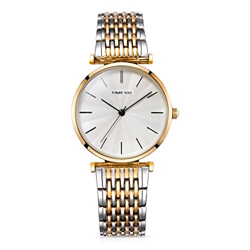 Time100 Reloj de Cuarzo para Mujer Sweet de pétalo Diamantes Pulsera Cuarzo Mujer Reloj de Plateado W50886L (Plateado)