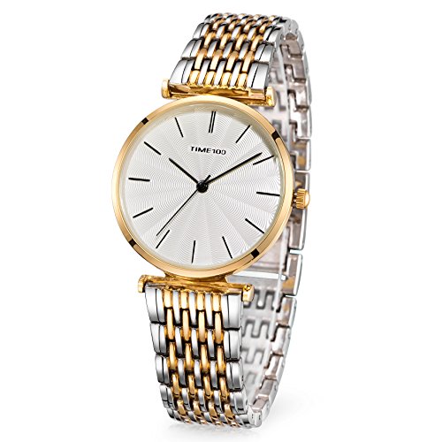 Time100 Reloj de Cuarzo para Mujer Sweet de pétalo Diamantes Pulsera Cuarzo Mujer Reloj de Plateado W50886L (Plateado)