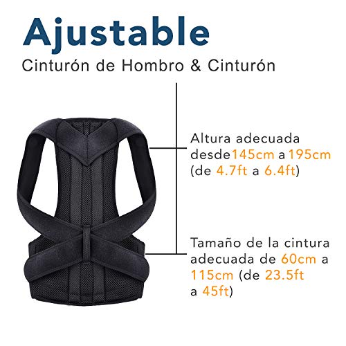 Tinifan Corrector Postura Espalda para Hombres y Mujeres, Proporciona Alivio del Dolor para Cuello, Espalda, Lumbares y Hombros, Ajustable y Transpirable, con Soporte para Columna y Cintura