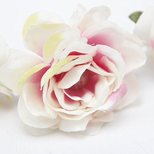 TININNA Diadema Guirnalda de Flor,Elegante Floral Corona Guirnalda para Fiesta de Boda Featival-Rosa Blanca