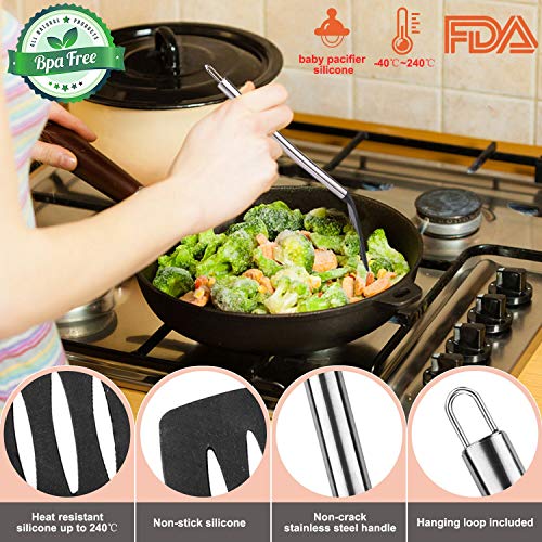 Tintec Utensilios de Cocina de Silicona 23pcs, Juego Utensilios Cocina Silicona Antiadherente Resistente al Calor con Manija y Núcleo de Acero Inoxidable, Espumadera Lengua Cocina