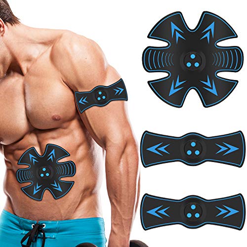 Tioamy Abs Electroestimulador Muscular Abdominales EMS Estimulador USB Inalámbrico Trainer Muscular Masajeador Eléctrico Cinturón Estimulador Tonificador para Brazo Pierna Abdomen