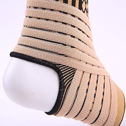 Tobillo ProteccióN 2pcs de color crema-alta vendaje elástico de compresión de tejer Deportes Baloncesto Fútbol protector del tobillo apoyo de la ayuda de la Guardia ( Color : Beige , Size : 2PCS )