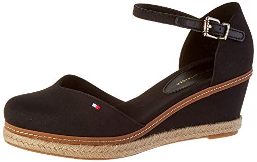 Tommy Hilfiger Basic Closed Toe Mid Wedge, Sandalias con Punta Abierta para Mujer, Negro (Black Bds), 39 EU