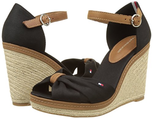 Tommy Hilfiger Iconic Elena Sandal, Alpargatas de Cuña para Mujer, Negro (Black 990), 41 EU