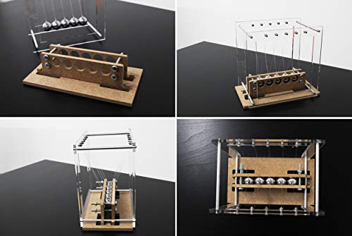 Tooby Péndulo de Newton Profesional. Ciencia y Juego del Movimiento Perpetuo. Objetos Decoracion de Escritorio y antiestrés para la Oficina. Kit de calibración Incluido. (Blanco)