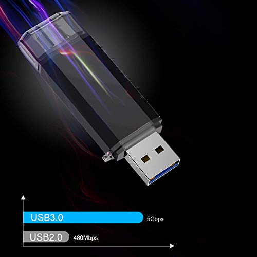 TOPESEL 64GB Memoria USB 3.0 Tipo C Dual OTG Flash Drive USB C Pendrives Llave Portátiles para Samsung Galaxy S8, S8 Plus, Note 8, LG G6, V30, Google Pixel XL, Negro