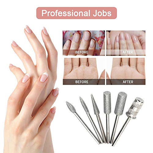 torno para uñas– Rantizon torno para uñas acrilicas 20,000rmp Torno de Uñas Maquina Eléctrica de Manicura y Pedicure, 6 Aguja de Pulido + 6 +24 pcs Bandas de Lijado, para Hogar y Salón