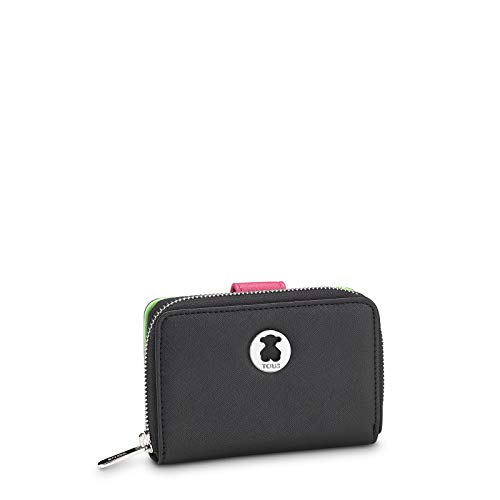 Tous Dubai Saffiano, Billetero para Mujer, Color Negro, 2.5x11x13 cm (W x H x L)