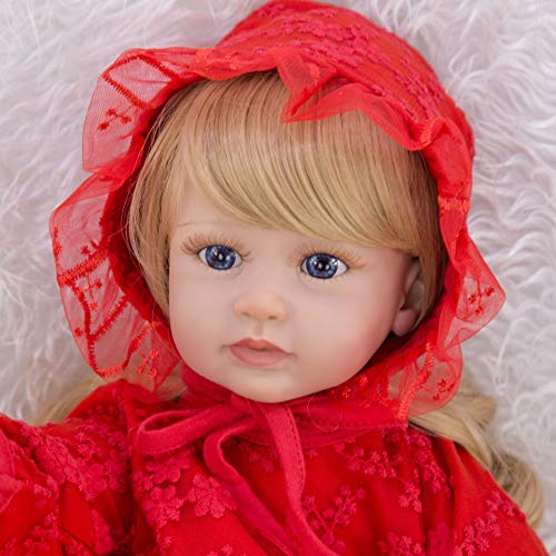 TOY 24 Pulgadas 60 Cm Lovely Reborn Baby Girl Soft Dolls, Aspecto Realista Real Muñeca Recién Nacida Niño Vinilo Silicona Pelo Largo Niño Niño Niña Regalo Juguete para Niños para Mayores De 3 Años