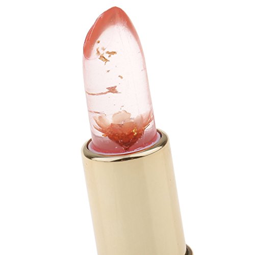 Toygogo Flower Inside Magic Clear Jelly CAMBIO DE TEMPERATURA COLOR Lápiz Labial Bálsamo Labial Transparente Bálsamo - Impermeable Fragancia Afrutada Hidratan - Rosado