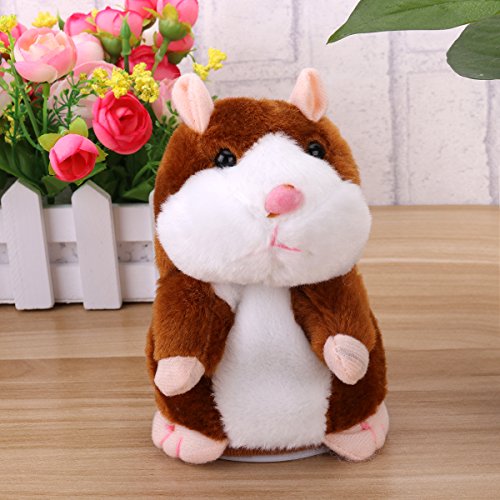 TOYMYTOY Juguete hámster de hablando Repite lo Que Dices Hamster Interactivo Peluche Habla juguete para regalo de niños, pilas no incluidas (Marrón claro)