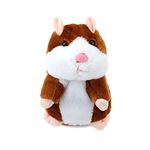 TOYMYTOY Juguete hámster de hablando Repite lo Que Dices Hamster Interactivo Peluche Habla juguete para regalo de niños, pilas no incluidas (Marrón claro)