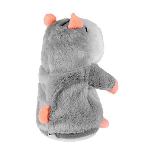 Toyvian El Juguete de Peluche Divertido de Hamster parlante Repite lo Que Dices. Juguete Interactivo de Juguete Relleno de Registro electrónico 1pcs (Gris, no Incluye baterías)