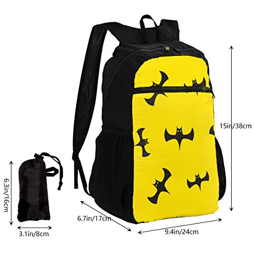 Travel Hike Backpack Daypack Elegante Perfectamente Amarillo Cute Animal Bat Travel Daypack Mochila Plegable para Mujeres Ligero Impermeable para Hombres y Mujeres Viajes Camping al Aire Libre