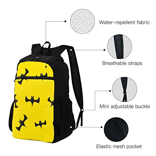 Travel Hike Backpack Daypack Elegante Perfectamente Amarillo Cute Animal Bat Travel Daypack Mochila Plegable para Mujeres Ligero Impermeable para Hombres y Mujeres Viajes Camping al Aire Libre