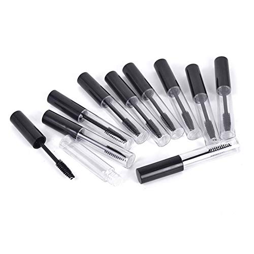 Tubo Máscara Vacía, 6 Tubos Rímel Vacíos Cepillo Pestañas, 10 ml Frascos Rímel, 10 Embudos Transparentes, con Tapón Interior Evita Fugas, Herramienta Ideal Los Cosméticos DIY(Negro)